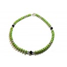 Pea Green Gaspeite and Black Lava bead Necklace 